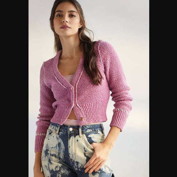 Anthropologie Pilcro Icon Pink Women's Cardigan - New Size Small - Picture 1 of 6
